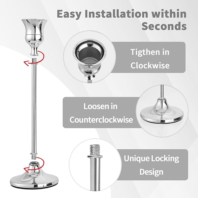 CHILL RECIPE Silver Taper Candle Stick Holders Tall Candle Holder, Vintage Candlesticks Holder Bulk for Home Decor Table Centerpiece Dining Party Festival Decorations (2 Set 6Pcs)