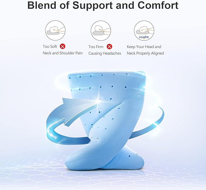 inight Memory Foam Pillows, Standard Pillow with Washable Cover, Back & Side Sleeper Pillows for Bed with Oeko-TEX & CertiPUR-US, Best Pillows for Sleeping