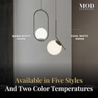 𝗠𝗢𝗗 𝗟𝗜𝗚𝗛𝗧𝗜𝗡𝗚 Jewels & Pearls | Modern Black Pendant Light Fixtures, Hanging Globe Pendant Lights for Kitchen Island Lighting, Dimmable LED Bulb Included, 1 Pack (Black | Warm White | Oval)