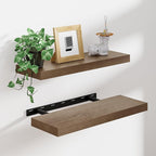 Heimlove Floating Shelves for Wall,2 Packs 16 inches Natural Pine Solid Wood Bathroom Shelf Over Toilet Decor and Storage 8 inches Deep for Kitchen Bedroom Office & Living Room Wall Decor