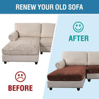 H.VERSAILTEX Velvet Stretch Sectional Couch Covers 4 Pieces Sofa Seat Cushion Covers L Shape Separate Couch Cover for Both Left/Right Sectional Couch (Large Sofa 3 Seater + 1 Chaise, Burnt Brick)