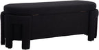 Modern Upholstered Storage Bench, Sherpa Fabric 50" Long Entryway Bench with Storage and Seating, Comfy Cute Ottoman Bench for Living Room/End of Bed/Hallway, Black