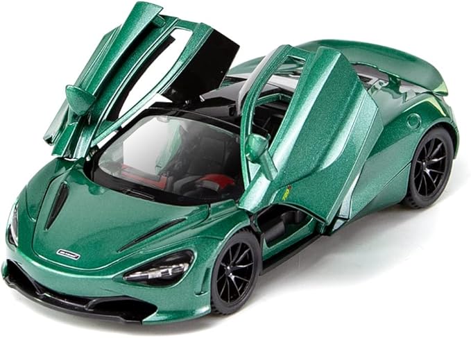Alloy Collectible Green McLaren 720s Toy Car Model Pull Back DieCast Vehicle with Lights and Sound