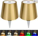 DUSKTEC Wireless Bottle Lamp Shade, RGB LED Wine Bottle Lamp with Stopper, 3 Color Stepless Dimming Rechargeable Touch Wine Bottle Lights for Any Liquor Bottle Bars Restaurants (Gold, 2PCS)