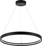Modern Led Chandeliers Black, Dimmable Contemporary LED Chandeliers 1 Ring, Hanging Led Modern Pendant Light Fixture for Living Room Kitchen lsland Dining Room Foyer Office Entryway 6000k