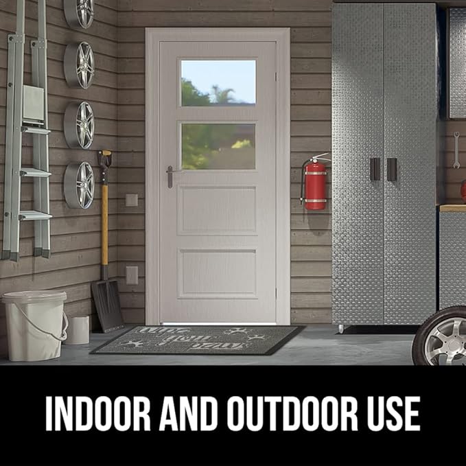 GORILLA GRIP 100% Waterproof All-Season WeatherMax Doormat 35x23, US Designed Natural Rubber, Stain and Fade Resistant, Low Profile Indoor Outdoor Door Mats, Easy Clean Patio Mat, Stone Paws