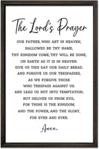 FZMHASLWW The Lords Prayer Wall Decor Art 24"×16" Our Father Prayer Bible Verse Sign Large Wood Framed Wall Hanging (Black)
