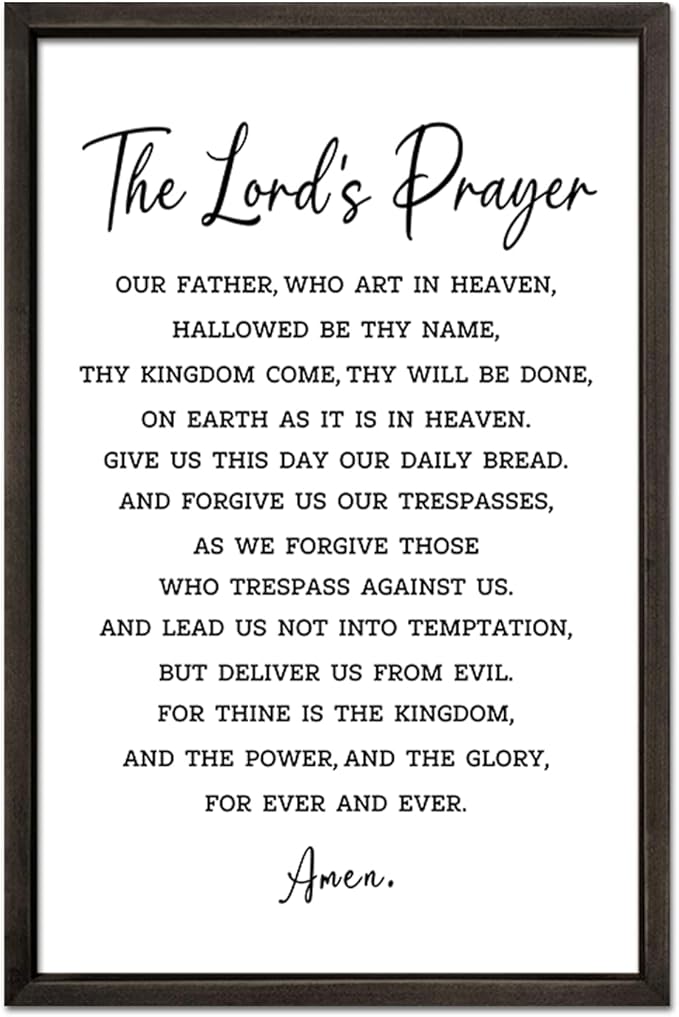 FZMHASLWW The Lords Prayer Wall Decor Art 24"×16" Our Father Prayer Bible Verse Sign Large Wood Framed Wall Hanging (Black)