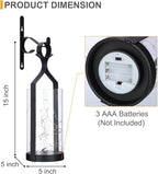 Metal Wall Sconce 35 Led Lantern Set of 2 - Black Wall Mounted Hanging Holder with Glass & Candles Vintage Wall Decor for Porch, Living Room, Dining Room, Bedroom Indoor Decor