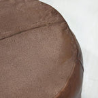 Round Shaped Goat Leather Handmade Eco-Friendly Brown Pouf - 16"x16"x16", Plain Solid, Recycled Foam With Fibre Fill Stuffed, Leather Seating PF12