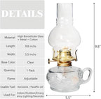 Large Rustic Kerosene Lamp Lantern Chamber Antique Oil Lamps for Indoor Use Home Decor Lighting Vintage Glass Clear (Gold/Clear)