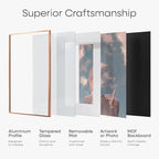 Homeforia A5 Frame Rose Gold, High End Metal 5.8 x 8.3 Picture Frames Matted to 4.1 by 5.8 inch Art, A5 Display Photo Frame with Mat A6, 5.8x8.3 Rose Poster Frames, Tempered Glass, Wall Kit, Set of 1