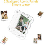 5 Pack 3x4 Inch Acrylic Polaroid Magnets Picture Frame for Refrigerator, Scalloped Clear Frames for Instax Photo, Wallet Size Mini Frame for Fridge