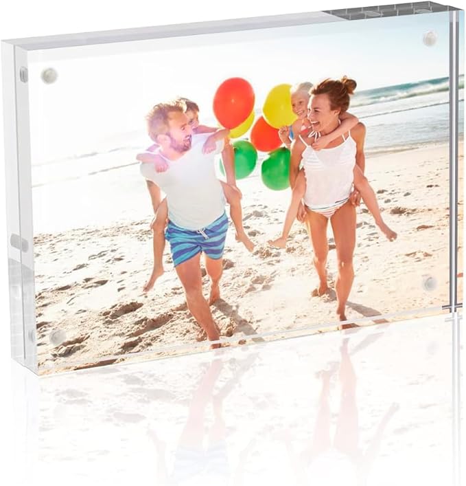 TWING Acrylic Frame 4x6,Magnet Double Sided Picture Frame,12 + 12MM Plexiglass Clear Picture Frames Desktop Acrylic Photo Frame 6 by 4,Gifts Ideal