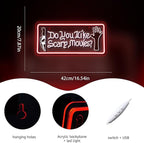 WLHOPE Do You Like Scare Movies Neon Sign Dimmable Neon Signs For Wall Decor Led Lights For Cinema Halloween Bar Club Party Teen Boy Bedroom Game Room Decor Gifts USB Powered 16.54x7.87in