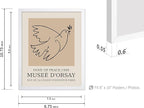 Poster Master Vintage Poster - Retro Minimalist Print - Gift for Artist, Friend - Dove Of Peace, Line Drawing, Sketch, Abstract - Wall Decor for Living Room, Bedroom, 8x10 White Framed