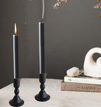 Antique Black Iron Taper Candle Holders - Candlestick Holder for Weddings, Dining, and Parties, Candle Stand Set of 2 (Black)