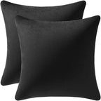 Decorative Pillow Covers 22x22 Black: 2 Pack Cozy Soft Velvet Square Throw Pillow Cases for Farmhouse Home Decor