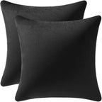 Decorative Pillow Covers 20x20 Black: 2 Pack Cozy Soft Velvet Square Throw Pillow Cases for Farmhouse Home Decor