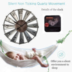 Mrocioa 24inch Windmill Distressed Metal Wall Clocks Rustic Large Decorative Clock Oversized Farmhouse Decor,Non Ticking,Battery Operated