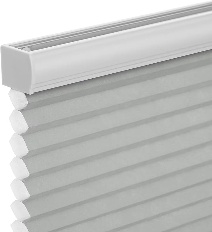 Changshade Cordless Cellular Shades, Light Filtering Honeycomb Shades for Windows, Pull Down Pleated Blinds, Easy to Install for Indoor Windows and French Doors,31" W x 48" H, Grey