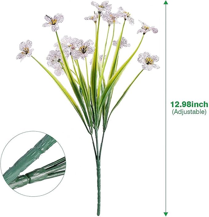 20 Bundles Artificial Flowers for Outdoors, UV Resistant Fake Flowers with Plastic Plants, Faux Silk Flowers for Planter outdoors, Fake Realistic Flowers for Window Box Front Porch Patio Decor-White