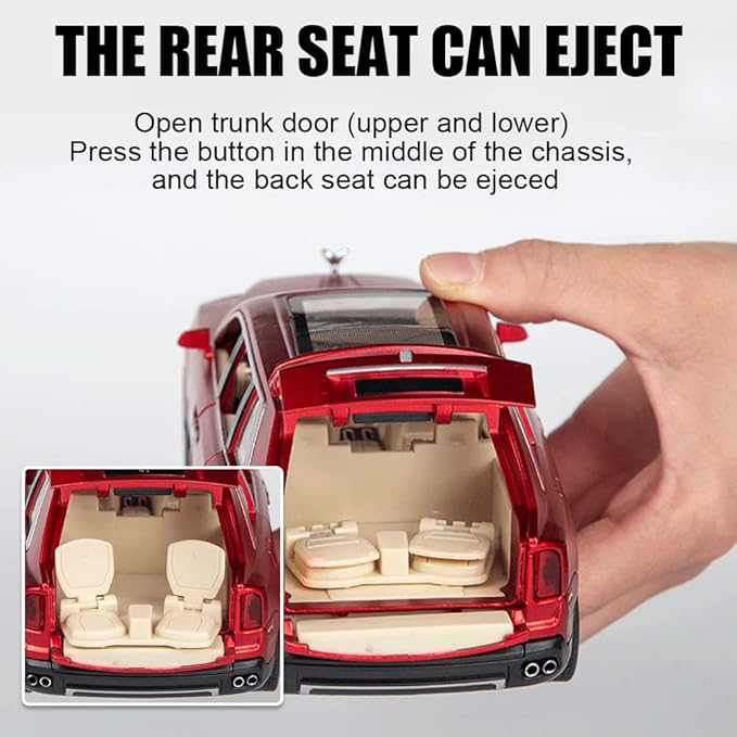 EROCK 1/24 Rolls-Royce Cullinan Model Car, Alloy Die Casting Collectible Pull Back Toy Car with Sound and Light for Kids Boy Girl Birthday Gift