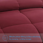 EASELAND Queen Size Down Alternative Comforter - Quilted Duvet Insert for All Seasons, Soft Lightweight with Corner Tabs, Summer Winter Warm Bedding, Burgundy 88×88 Inches