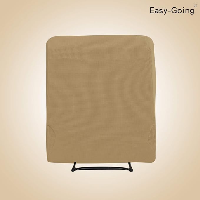 Easy-Going Recliner Stretch Sofa Slipcover Sofa Cover 4-Pieces Furniture Protector Couch Soft with Elastic Bottom Polyester Spandex Jacquard Fabric Small Checks(Recliner, Golden)