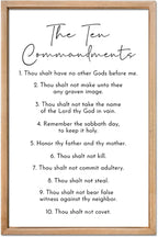 FZMHASLWW The Ten Commandments Bible Verse Wall Decor 24"X16" God Jesus Prayer Christian Saying Catholic Scripture Sign Large Wood Framed Wall Hanging Art (Wood)