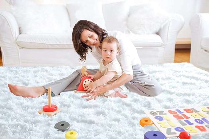 CAIYUECS Shag Area Rug,Indoor Ultra Soft Fluffy Plush Rugs for Bedroom Living Room, Non-Skid Modern Nursery Faux Fur Rugs for Kids Room Home Decor (6x9 Feet, White)