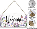Welcome Decor Sign, Hanging Wood Sign Home Decorative, Printed Wood Wall Art Sign, Flower Welcome Sign, Yard Garden Welcome Sign, Porch Decor Sign, Farmhouse Front Door Decor Sign 12 * 6inch