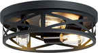 Flush Mount Ceiling Light Fixture,3-Light Ceiling Light Fixture for Hallway, Black Hallway Light Fixtures Ceiling,Light Fixtures Ceiling Mount for Kitchen,Farmhouse,Hall (1 Pack) (13.1inch)