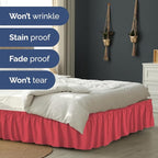 Wrap Around Dust Ruffle Bed Skirt - Red - for Queen Size Beds with 15 Inch Drop - Easy Fit Elastic Strap - Adjustable Pleated Bedskirt w/Brushed Fabric - Wrinkle Free - for Women, Men, Kids & Teens