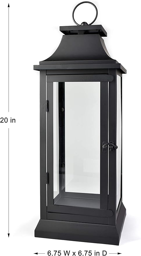 Serene Spaces Living Black Hurricane Lanterns with Clear Glass Panels, Perfect for Home Decor, Parties & Events, Table Top Or Hanging Lantern for Indoor & Outdoor, KIT - Small, Medium & Large