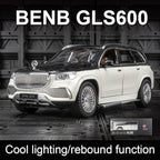 EROCK 1:24 Benz Toy car, Benz Maybach GLS600 Alloy car Model Toys, with Sound and Light Function, Suitable for Adults and Children as Gifts, Collectibles, Decorations. (White Black-GLS600)