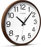 Wall Clock, Classic Wood Style Finish, 18 Inch Non-Ticking Silent Battery Operated Analog Clock, Ideal Retro Decor for Home, Bedroom, Living Room, Kitchen, Bathroom, Office(Wood Brown)