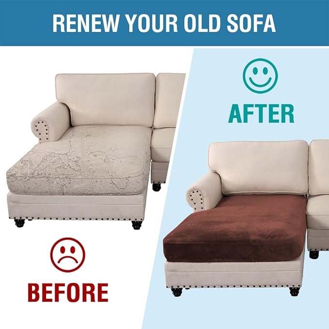 H.VERSAILTEX Velvet Stretch Individual Chaise Cover Sectional Couch Covers for L Shaped Sofa Both Left/Right Furniture Protector Seat Cushion Sofa Cover (1 Piece Chaise Cover, Burnt Brick)