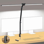 TROND LED Desk Lamp with Clamp, 29.55'' Tall Desk Light with Remote, 1500LM Bright Table Lamp, Swing Arm Clip on Light, Eye-Caring, Touch Control Dimmable for Home Office Monitor Reading Study Task