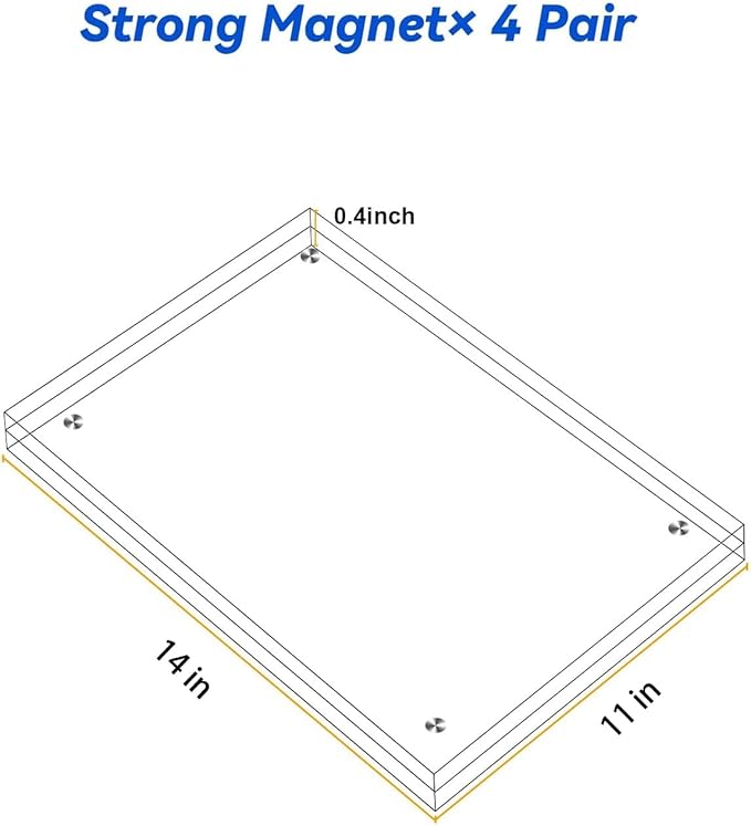 11x14 Acrylic Picture Frame,Clear Double Sided Magnetic Photo Frames With Stand,Minimalist Frameless Floating Frame for Artwork Poster Degree Diploma,Lovely Gift for Family, Friend