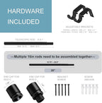 Curtain Rods for Windows 16 to 28 Inches Adjustable Length 1 Inch Diameter Window Curtain Rod with Aluminium Finials, Black