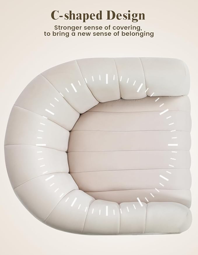 Kromax Swivel Accent Chair with Armrest, Set of 2, Mid Century 360 Degree Swivel Barrel Chair Overstuffed Tufted Velvet, Ideal for Living Room, Bedroom, Reading Room, Beige