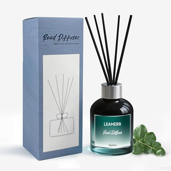 Reed Diffuser Sets, 4oz (120mL)- Lavender Reed Diffuser Oils, with 5 Reed Sticks, Home Fragrance Reed Diffuser for Bathroom Shelf Decoration.