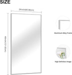 48x24In Silver Bathroom Mirror for Wall, Brushed Nickel Rectangle Mirrors with Metal Frame, Bathroom Rectangular Mirror Modern Wall Mirror for Bedroom Living Room, Hangs Horizontal or Vertical