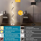 Modern Floor Lamps for Living Room, 40W Dimmable LED Spiral Floor Lamp with Remote, Adjustable Colors & Brightness Standing Lamp Reading Lamp Corner Floor Lamp for Bedroom, Office - Silver