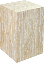Luxury Marble Side Table,Square End Table for Modern Sofa and Bed, Living Room, Sofa, Bedroom(Travertine)