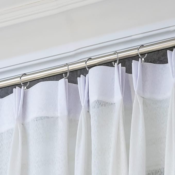 Hotop 30 Pcs Metal Drapery Curtain Rings 0.98/1.26/1.65 inch Interior Diameter and 30 Pcs Hanging Curtain Drapery Pin Hooks for Window Door Shower(25 mm,Silver)