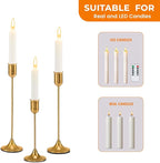 6 Pcs Brass Gold Candle Holders Set, Candelabra Tall Candle Stand, Metal Taper Candlestick Holders for Dining, Table Centerpieces & Vintage Home Decor– Housewarming Gift for Halloween Decor, Christmas