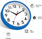 Wall Clock Small Analog 8 Inch Silent Non Ticking Battery Operated Modern Simple Decorative for Kitchen Office Bedroom Bathroom Living Room(Blue)