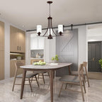 BONLICHT 3 Lights Oil-Rubbed Bronze Traditional Chandelier Rustic Kitchen Island Lighting Fixtures Hanging Clear Glass Cylinder Pendant Lights Classic Ceiling Light for Dining Room Bedroom Foyer